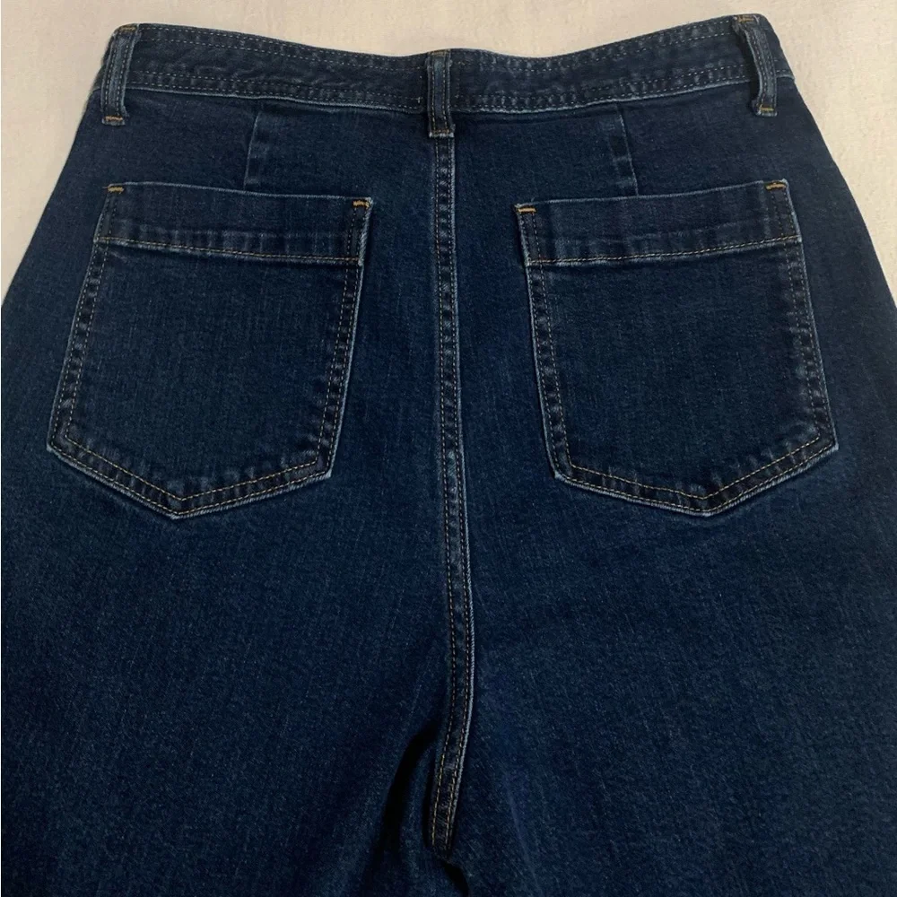 GAP Women High Rise Flare Wide-Leg Crop Jeans in Deep Blue, Sz 10. NWOT - Picture 6 of 12
